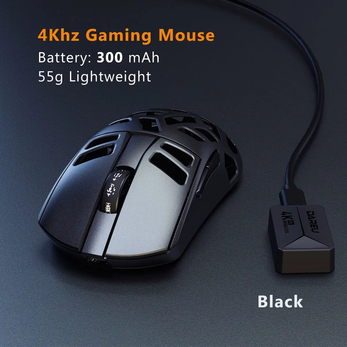 Rato Gaming Sem Fios DAREU Al-mg Tri-mode 8Khz PBT Quick Charge PAW3950 30000 DPI Leve para PC Gamer