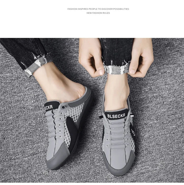 Slip-On-Sportschuhe für Herren mit Schnürung, atmungsaktivem Mesh, unisex, für Frühling und Herbst, niedrig geschnitten, flach, schnell und einfach anzuziehen