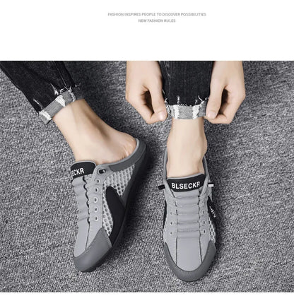 Slip-On-Sportschuhe für Herren mit Schnürung, atmungsaktivem Mesh, unisex, für Frühling und Herbst, niedrig geschnitten, flach, schnell und einfach anzuziehen