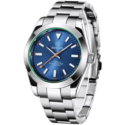 BENYAR – Neue Herrenuhr, Luxusmarke, mechanische Automatikuhr, wasserdicht bis 50 m, sportliches Modell mit leuchtenden Zeigern