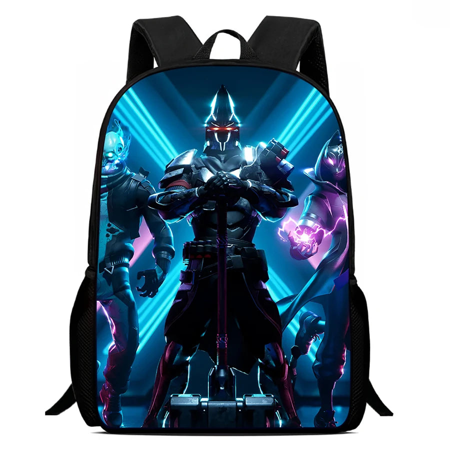 Fortnite Cartoon 15-Zoll leichter Rucksack mit verstellbaren Schultergurten – tägliche Schultasche für Kinder, Jungen und Mädchen, Alter 5-9