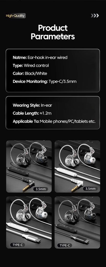 Original 15D Super Bass In-Ear Headphone With Mic 3.5mm AUX/Type-C Digital Chip Headset For iPhone 17 Huawei Xiaomi Android