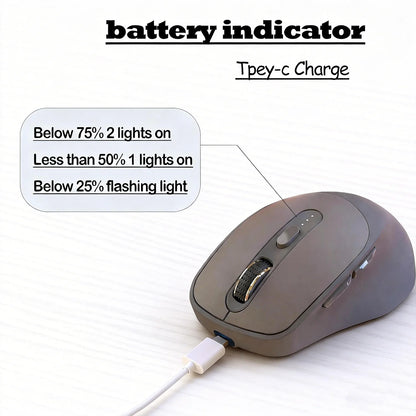 FREEWOLF X7 Wireless Mouse Bluetooth 2.4G Dual Mode Silent Rechargeable 4000 DPI Battery Indicator Ergonomic for PC Mac Laptop