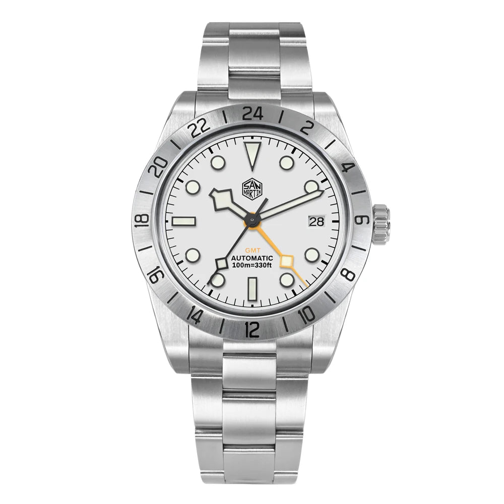 San Martin Neue 39mm NH34 BB GMT Automatikuhr, mechanische Sportuhr, Saphirglas, Leuchtanzeige, wasserdicht bis 100m, für Herren, Relogio SN0054