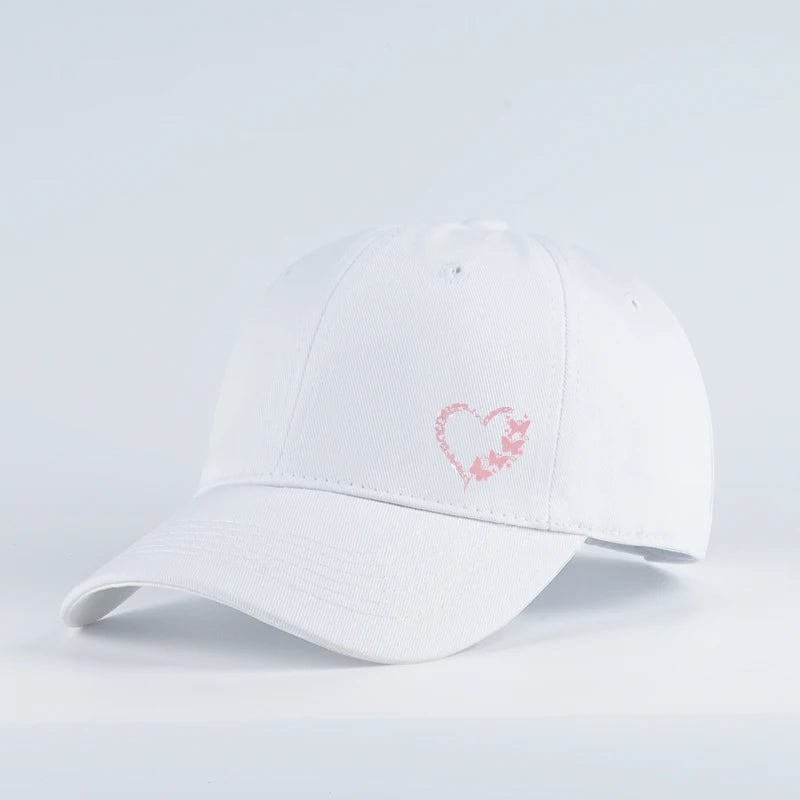 Butterfly Heart Print Baseball Cap Adjustable Unisex Gift For Girlfriend & Romantic Lovers