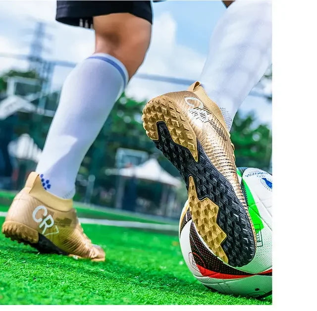 Kinder-Fußballschuhe mit Zehenschutz gegen Stöße, Schnürverschluss, kurzen rutschfesten Stollen, strapazierfähig und atmungsaktiv, für Outdoor-Spiele auf Rasen