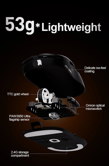 ATK Dragonfly A9 Ultra langaton pelihiiri PAW3950 ultrakevyt kolmitilainen ergonominen e-urheilun FPS-hiiri pelaajille A9 SE Plus