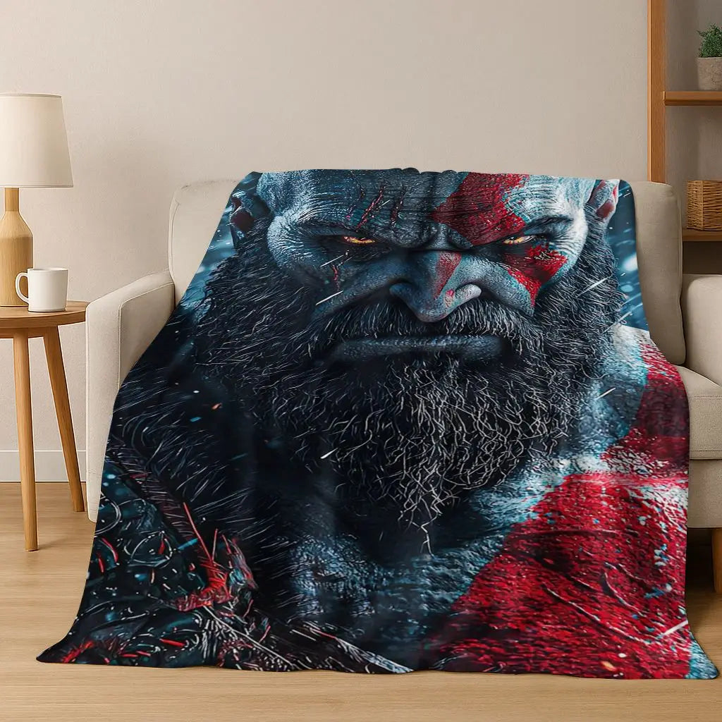 3A Classics God of War Kratos Game Gamer Flannel Blanket,Warm and Cozy Soft Throw Blanket for Home Bedroom Bed Sofa Kid Gift