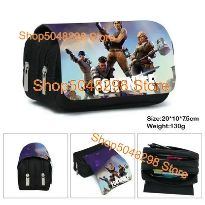 Estuche grande de lona kawaii para lápices, estuche para bolígrafos para niños y niñas, estampado Fortnite, material escolar, papelería para adolescentes, regalo de cumpleaños