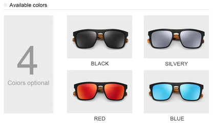 Oi Wood Women Sun glasses Square Sunglasses Wooden Eyeglasses polarized Red Lenses Mens Glasses