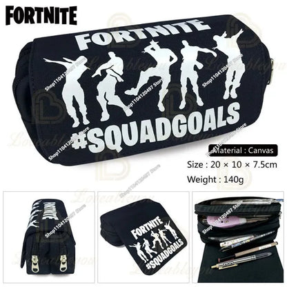 Fortnite Federmäppchen für Kinder – multifunktionale Schreibwarenbox, große Kapazität, doppellagige Schreibwarentasche
