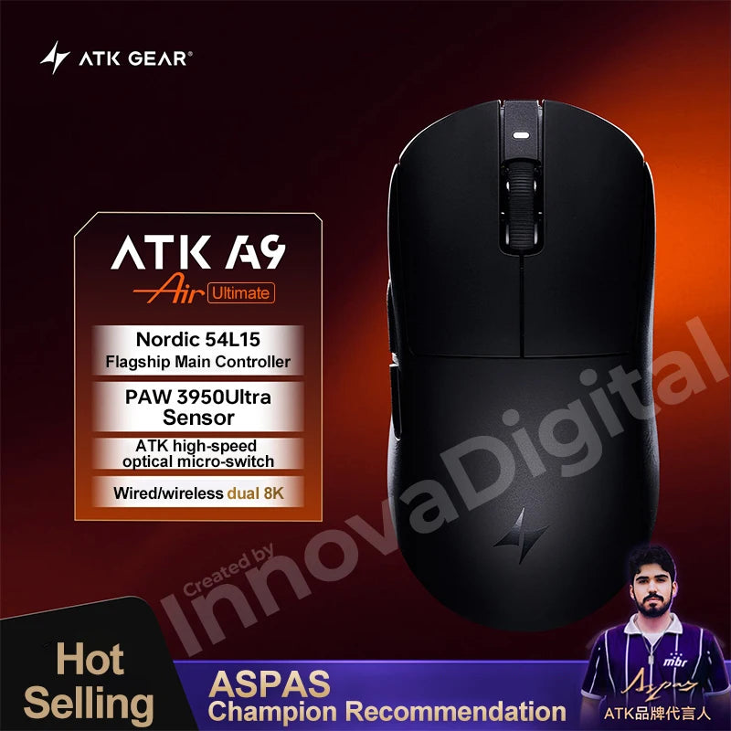 ATK Dragonfly A9 Ultimate kabellose Gaming-Maus A9 Air PAW3950 ultraleichte ergonomische E-Sports-Gamer-FPS-Maus CSGO A9 Ultra