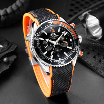 PAULAREIS P Reloj mecánico automático de lujo para hombre, cuerda automática, correa de caucho, resistente al agua, luminoso, con fecha, reloj de moda para hombre