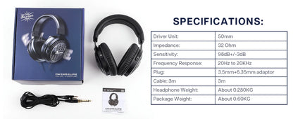 Linsoul Kiwi Ears Ellipse Studio-Grade Open-Back Dynamic Driver Kopfhörer mit abnehmbarem Kabel, Hi-Fi-Bass-Over-Ear-Headset mit Kabel