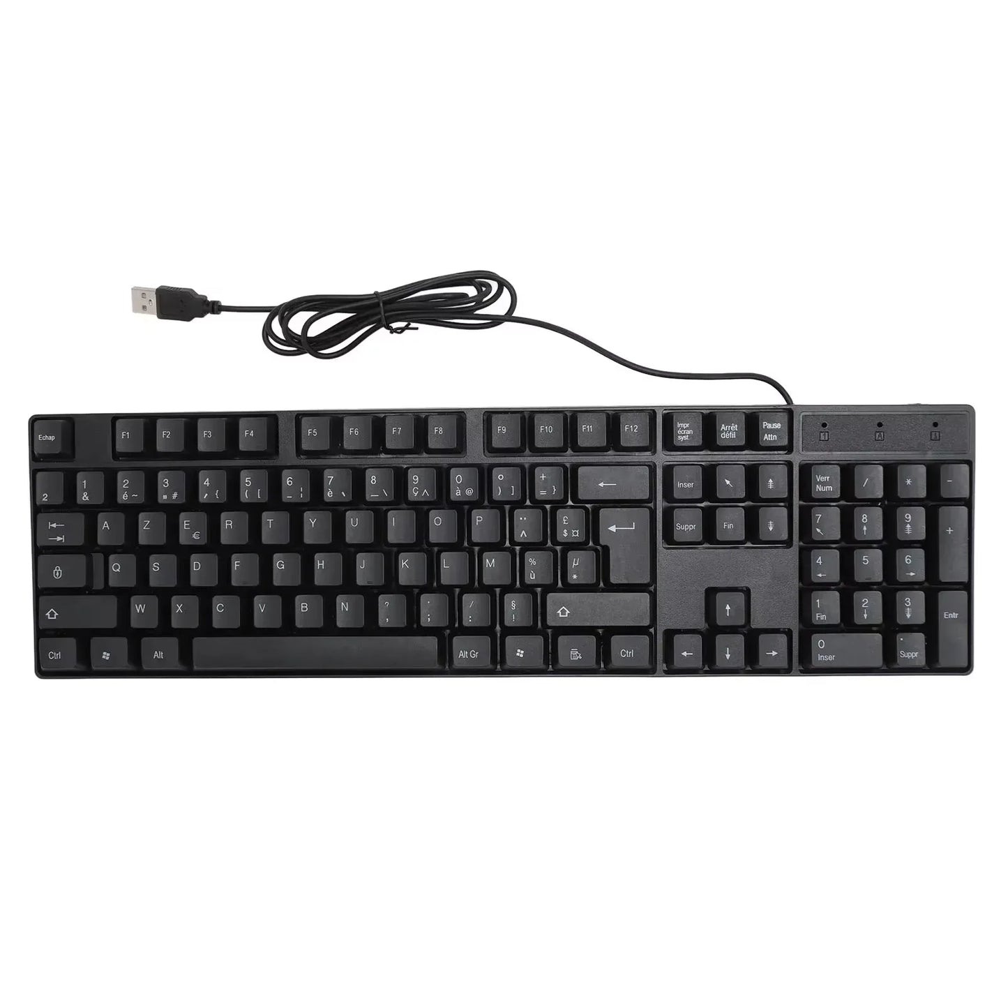 104-Tasten-USB-Tastatur mit Kabel, Englisch/Russisch/Spanisch/Französisch, ergonomisches Design, Gaming-Tastatur für Büro, Laptops und Desktops