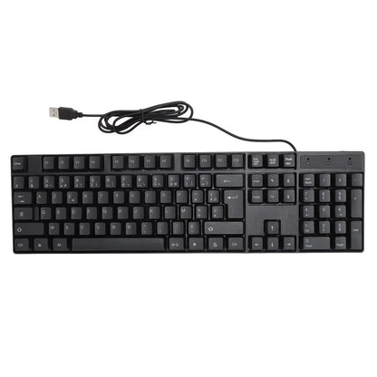 104-Tasten-USB-Tastatur mit Kabel, Englisch/Russisch/Spanisch/Französisch, ergonomisches Design, Gaming-Tastatur für Büro, Laptops und Desktops