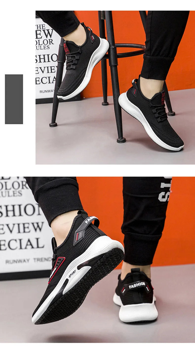 Hot Sale Of The Season New Men's Running Shoes Breathable Lightweight Knitted Lace-Up Sports Sneakers Fashionable Korean Styl...