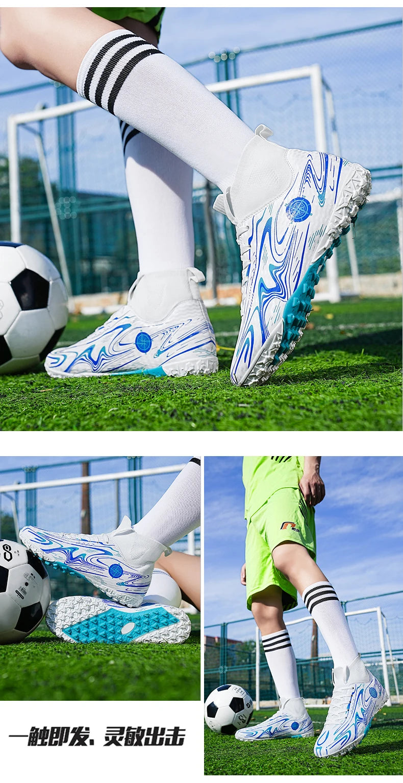 Chuteiras de Futebol Profissionais para Homem, com Pitons, Antiderrapantes, Respiráveis e Confortáveis, para Treino e Jogo, para Rapazes, Relva Natural e Sintética