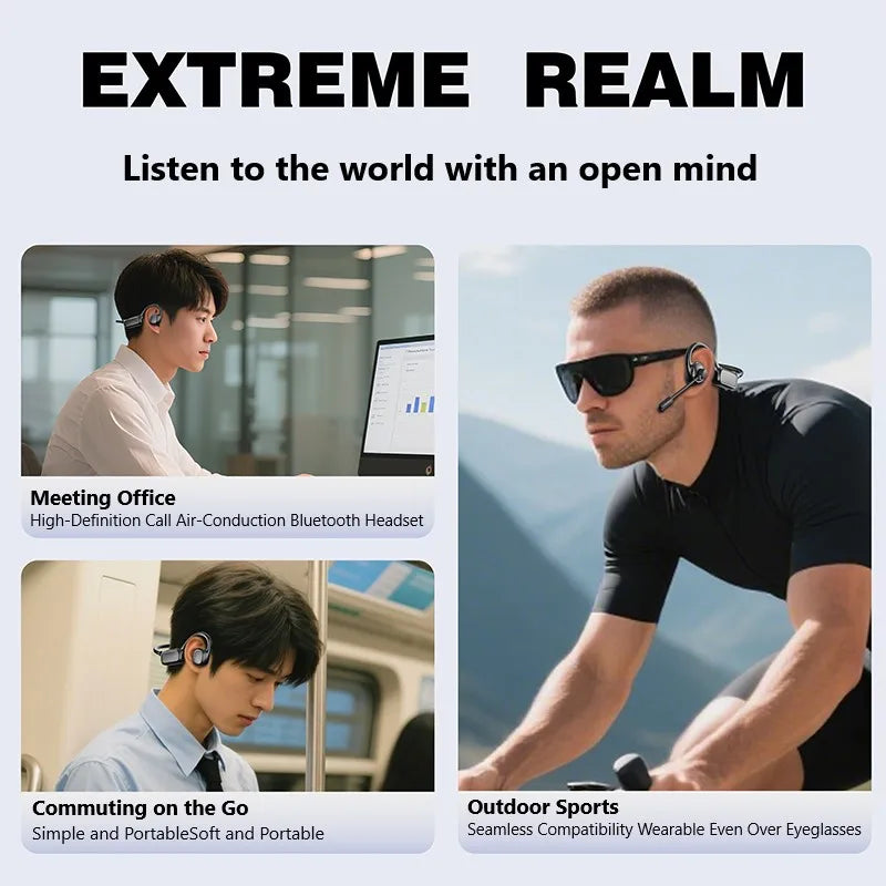 Open-Ear Bluetooth Headset with Noise-Reducing Boom Microphone – Lightweight Wireless Headphones for Office, Call Center & Truck Drivers