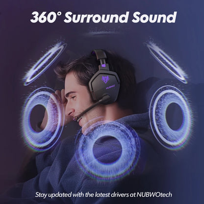 NUBWO G06 Dual Wireless Headsets Gamer with Microphone for PS5, PS4, PC, Mobile, Switch, 2.4GHz Bluetooth 5.3 Gaming Headphones