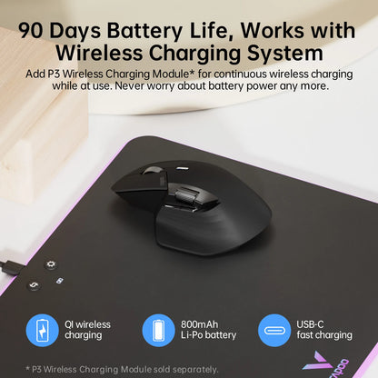 Rapoo MT760/MT760Mini Multi-mode Rechargeable Wireless Mouse Ergonomic 4000 DPI Bluetooth Mouse Easy-Switch Up to 4 Devices