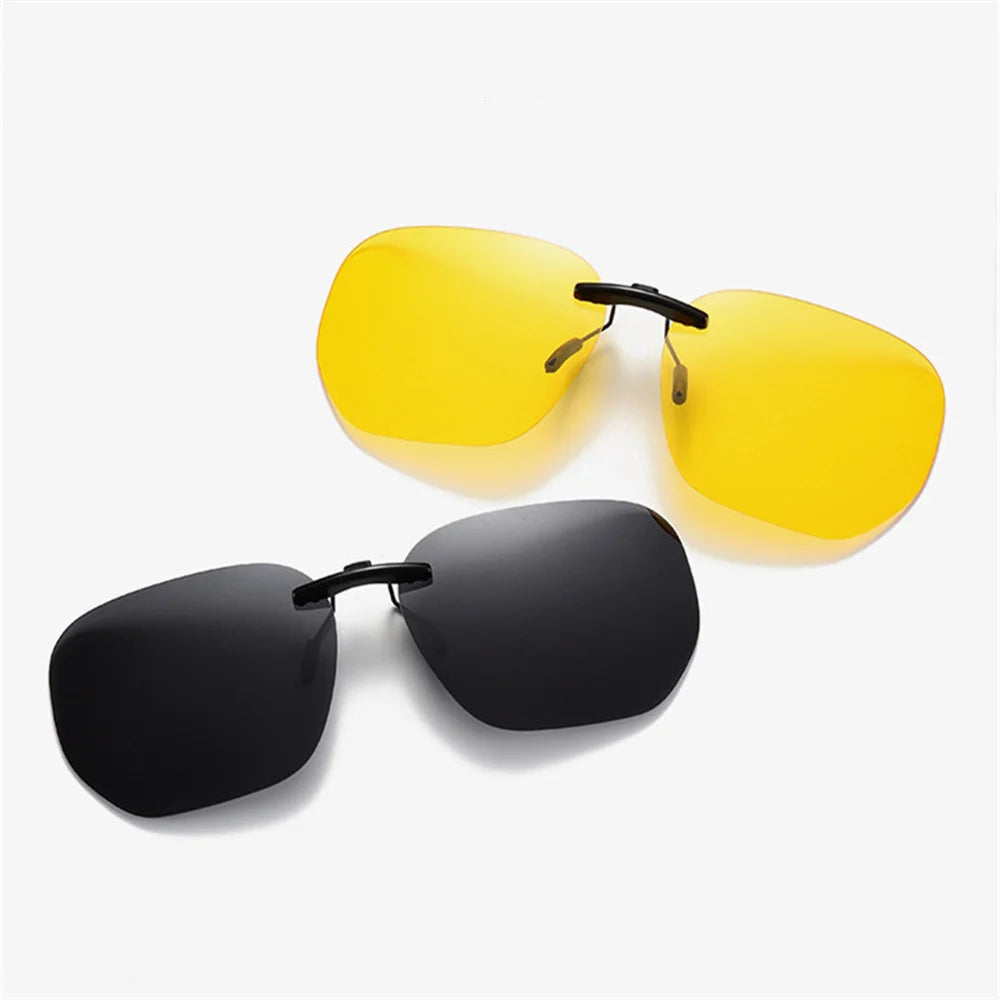 KLASSNUM Men Driving Clip On Polarized Sunglasses for Myopia Eyeglasses Women Square Night Vision Fishing UV400 Sun Glasses Clip