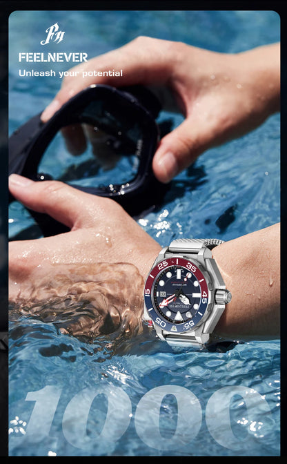 FeelNever New Top brand Men Luxury Watch 1000m Waterproof BGW9 Super luminous relogios masculinos Automatic Mechanical Watches
