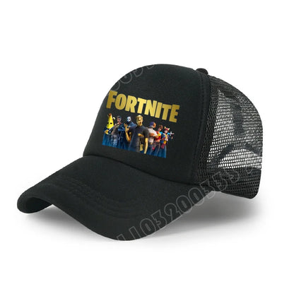 Gorra de béisbol Fortnite con estampado de juego estilo cartoon para niños, gorra de malla transpirable de verano, visera ajustable, regalo de cumpleaños para niños
