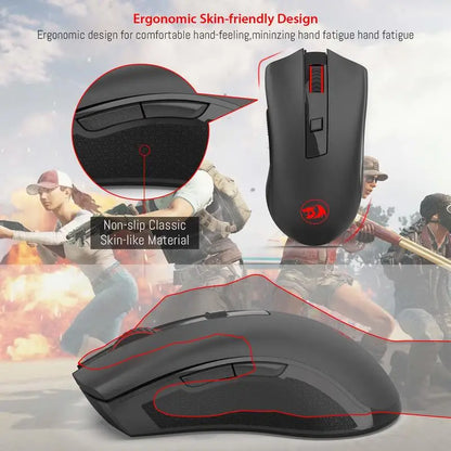 Rato sem fios Redragon M652 Optical 2.4G com recetor USB, rato portátil para gaming e escritório, 5 níveis de DPI ajustáveis