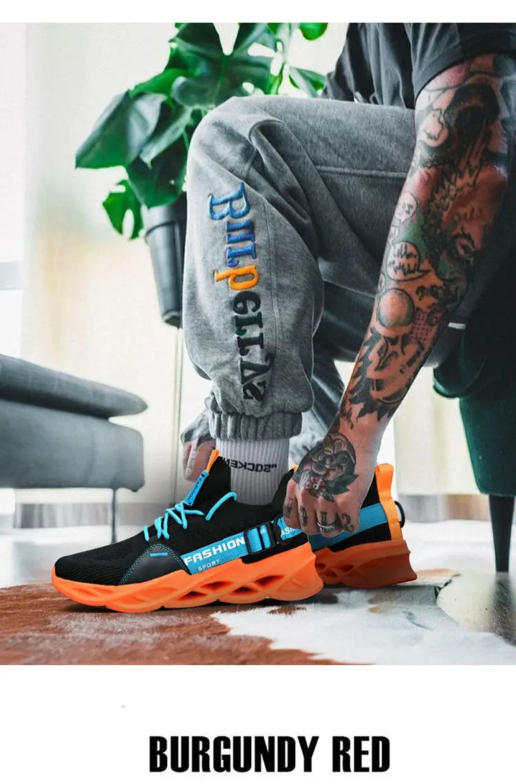 Zapatillas deportivas casual moradas de moda en oferta para mujer y hombre, calzado running con suela tipo blade, talla grande 48, ligeras y transpirables, zapatillas deportivas de malla para hombre