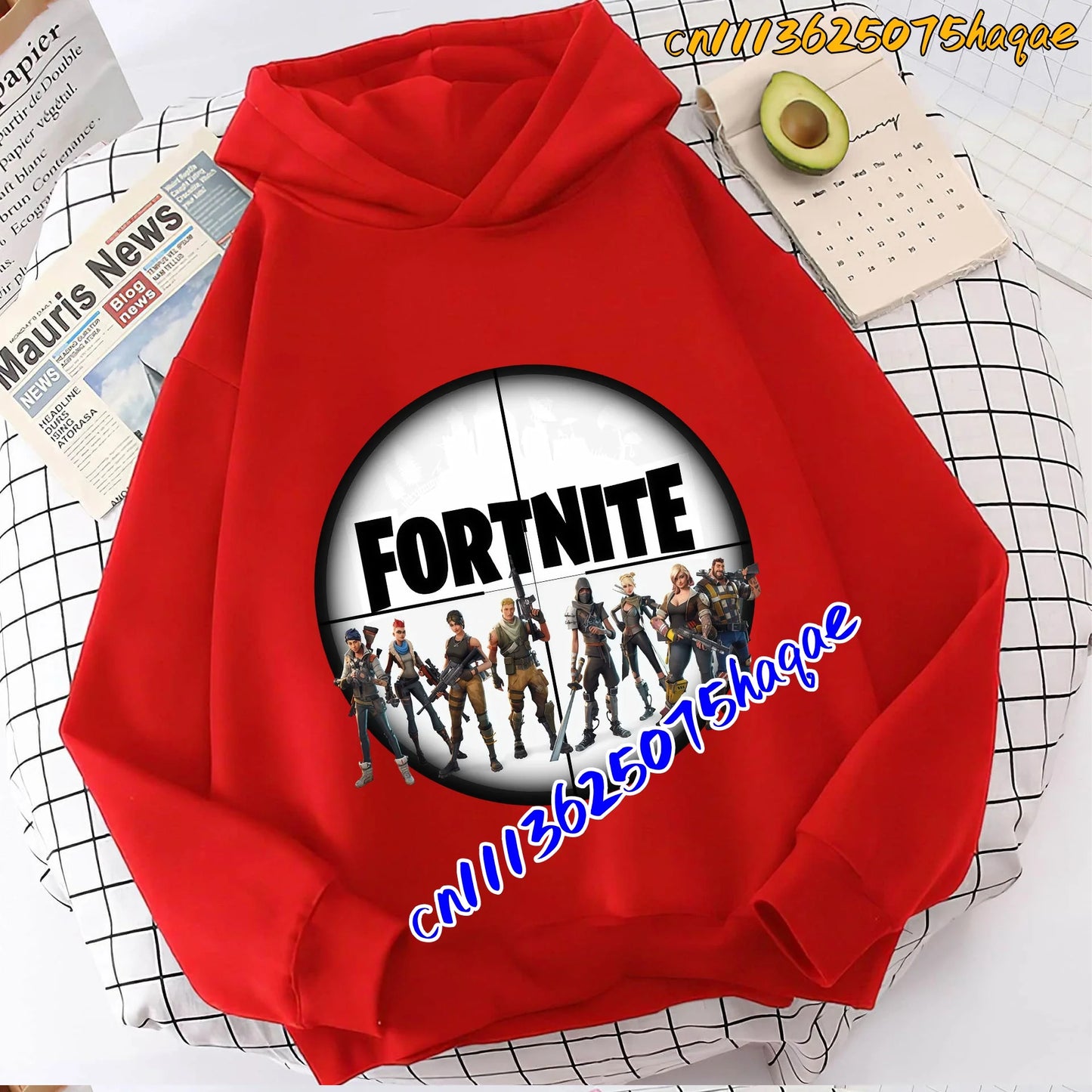 Hoodies infantis Fortnite com estampado do jogo, fato confortável de desenho animado, tops largos de manga comprida, roupa de outono/inverno