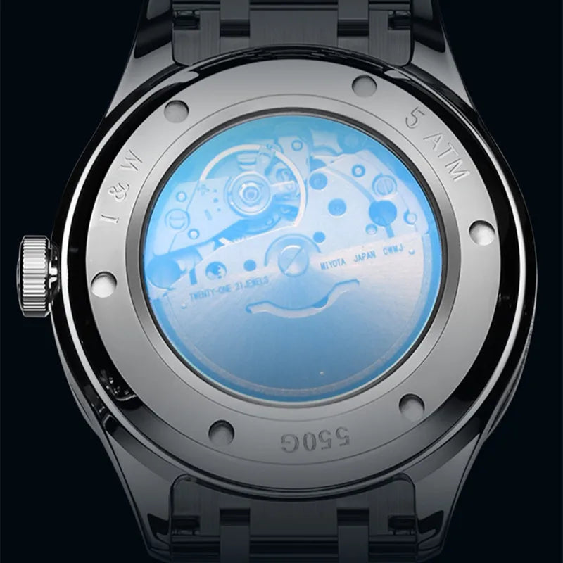 Mechanische Luxusuhr für Herren „Reloj CARNIVAL“ aus Wolfram, Automatikwerk MIYOTA 8205, wasserdicht.