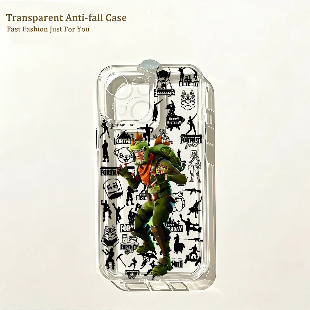 Hot Game Fortnite Phone Case for iPhone 17e 17 16 16e 15 14 13 12 11 Mini Pro Max X XR XS Max 7 8 Air Plus Clear Back Cover