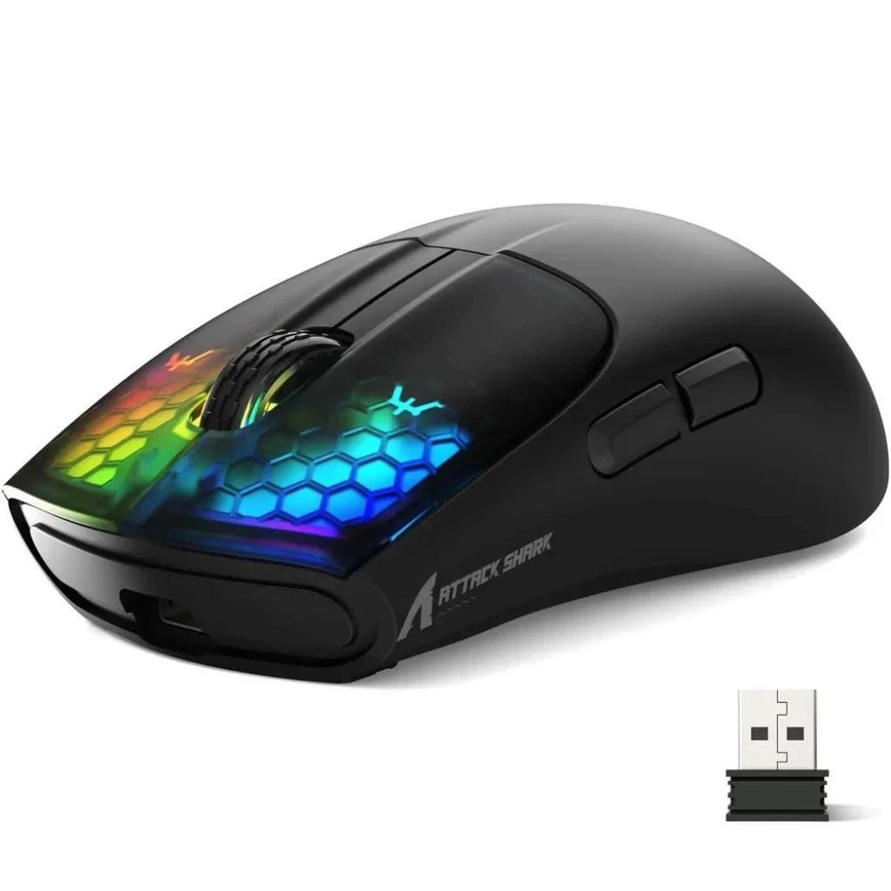 ATTACK SHARK X5 kabellose Gaming-Maus, leicht, Tri-Mode-Verbindung 2.4GHz/kabelgebunden/Bluetooth, RGB-Makro-Maus