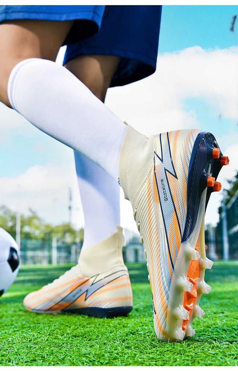 Nouvelles chaussures de football pour hommes, chaussures de match montantes, chaussures de futsal de haute qualité, chaussures de football d'intérieur antidérapantes, baskets d'extérieur, crampons pour gazon, meilleures v