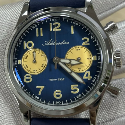 ADDIESDIVE Hot Sale Watch for Men VK64 Chronograph 10Bar Waterproof AD2516 Super Luminous Bubble Mirror Glass Quartz Steel Watch