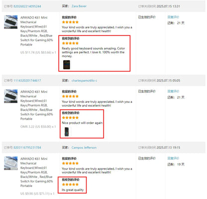 Teclado Mecânico Mini APAYADO K61, Com Fios, 61 Teclas, Phantom RGB, Switch Mecânico Vermelho/Azul Preto/Branco para Gaming, 60% Portátil