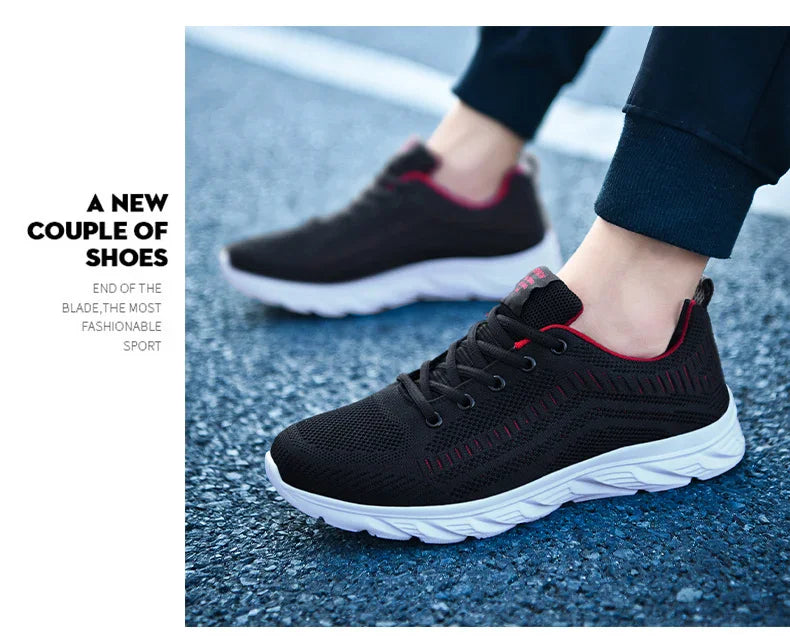 Zapatillas deportivas para hombre para correr y hacer jogging, sneakers casuales de exterior con cordones, malla transpirable ligera, para tenis y caminar al aire libre, tallas 39-46