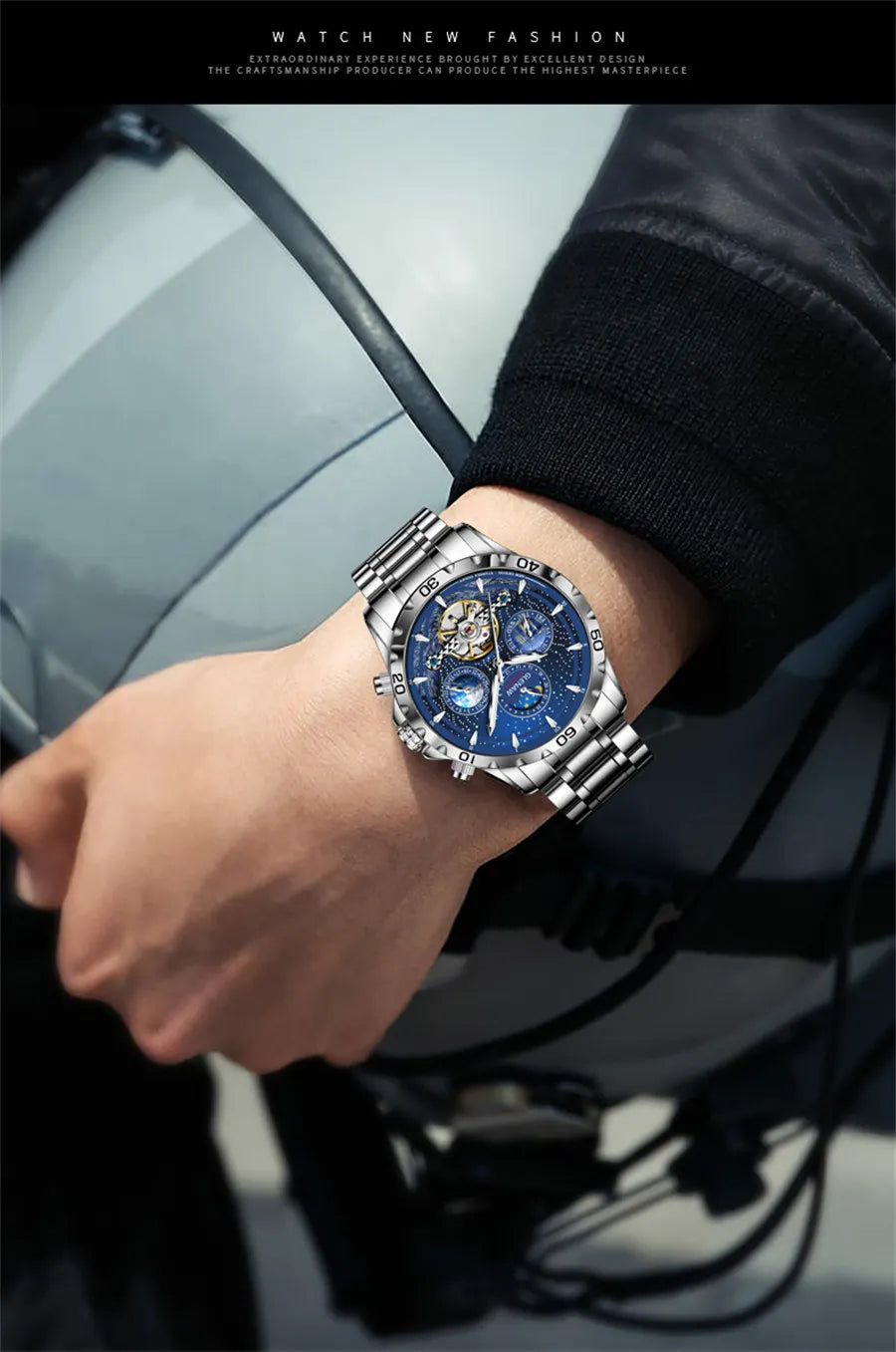 Relojes para hombre GLENAW Design, marca líder de lujo, moda y negocios, reloj automático impermeable para hombre, reloj mecánico para hombre