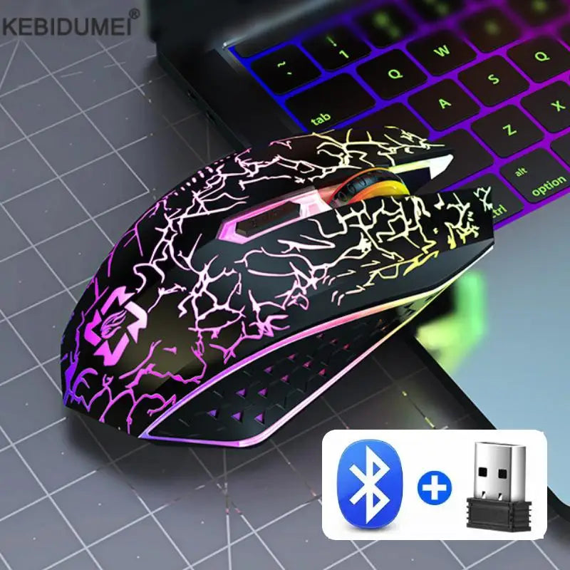 Ratón inalámbrico Bluetooth 2.4GHz recargable con retroiluminación RGB, 1600 DPI, diseño ergonómico, ratón gaming para PC, portátil y Macbook