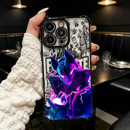 Battle Royales Fortnites-belagt telefoncover til iPhone 17 17e 16e 16 15 14 13 12 11 Pro Max X XR XSMax 7 8 Mini Air Plus Airabag