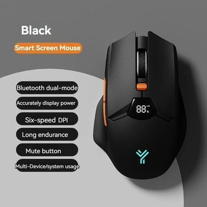 Kabellose Bluetooth-Maus, intelligentes Bildschirm-Display, Dual-Mode-Stummschalttaste, 600mAh Lithium-Akku, Office-Maus für Tablet und Notebook