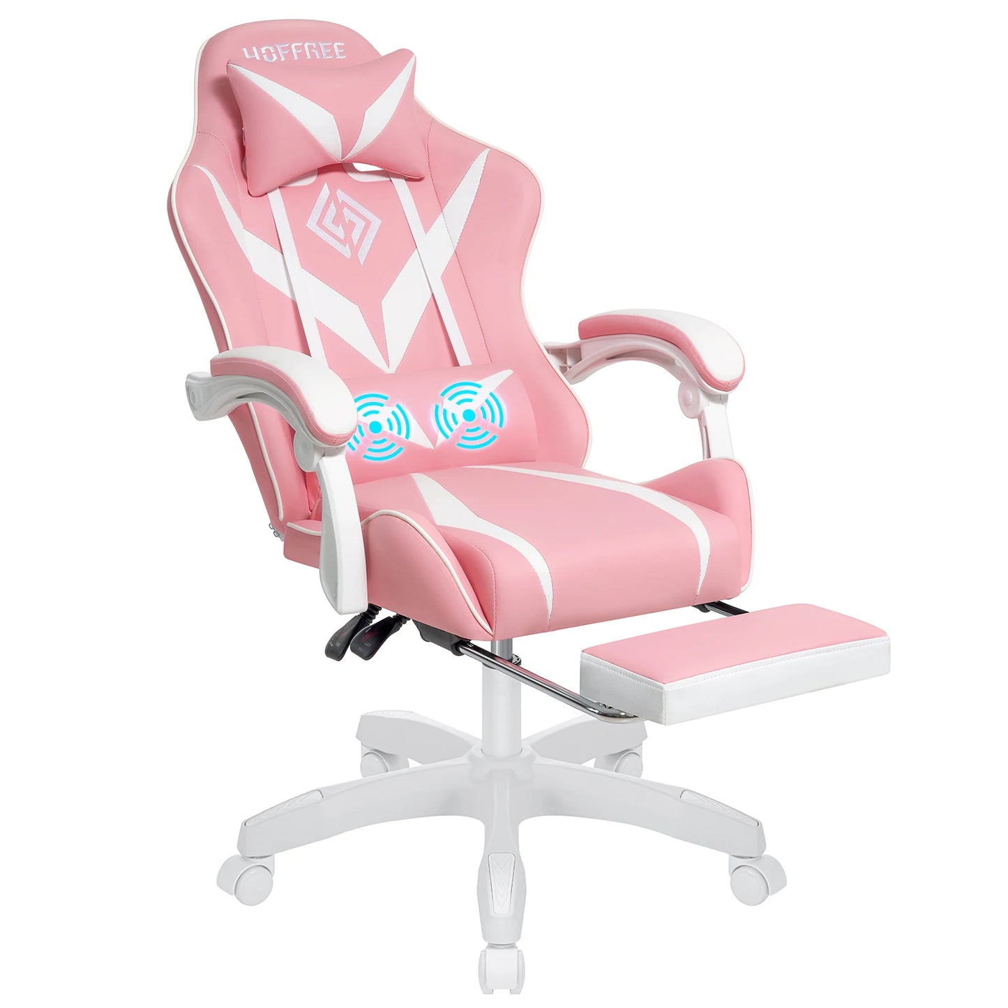 200Lbs Load Gaming Chair with Massage Ergonomic Computer Chair Footrest and Lumbar Support Reclining PC Chair Adjustable Armrest