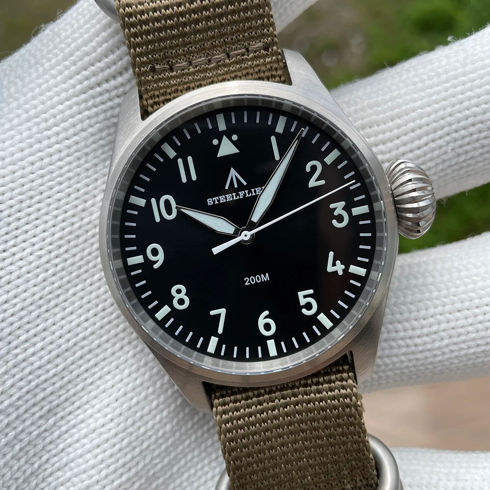 STEELFLIER Official SF743 Quartz Pilot VH31 Steel Strap Onion Crown 20Bar Waterproof Sapphire Crystal Luxury Dive Luminous Watch