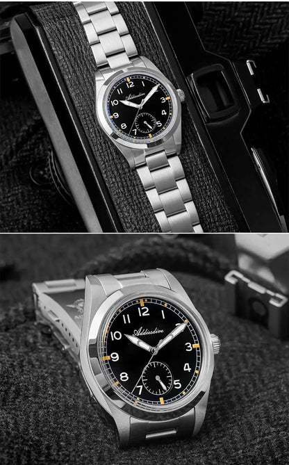 ADDIESDIVE 36mm Herren-Quarzuhr VH60 mit BGW9-Leuchtbeschichtung, Bubble-Mirror-Topfdeckelglas, 10Bar wasserdicht, Edelstahl-Uhr