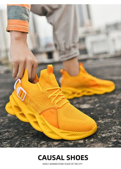 Zapatillas deportivas casual moradas de moda en oferta para mujer y hombre, calzado running con suela tipo blade, talla grande 48, ligeras y transpirables, zapatillas deportivas de malla para hombre
