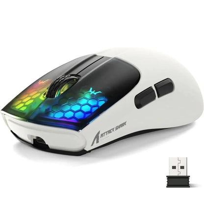 ATTACK SHARK X5 kabellose Gaming-Maus, leicht, Tri-Mode-Verbindung 2.4GHz/kabelgebunden/Bluetooth, RGB-Makro-Maus