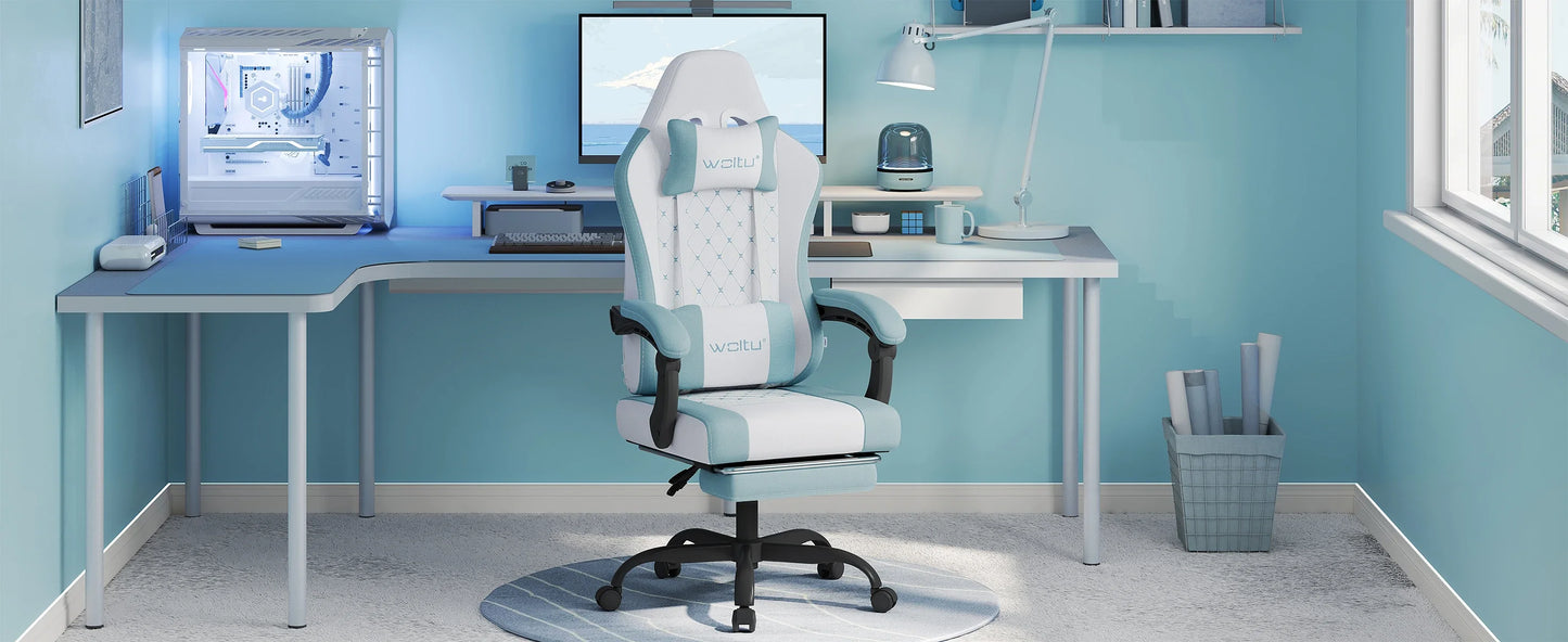 Sedia da ufficio girevole WOLTU con funzione massaggio, poltrona ergonomica con cuscino e poggiapiedi, sedia gaming regolabile in altezza