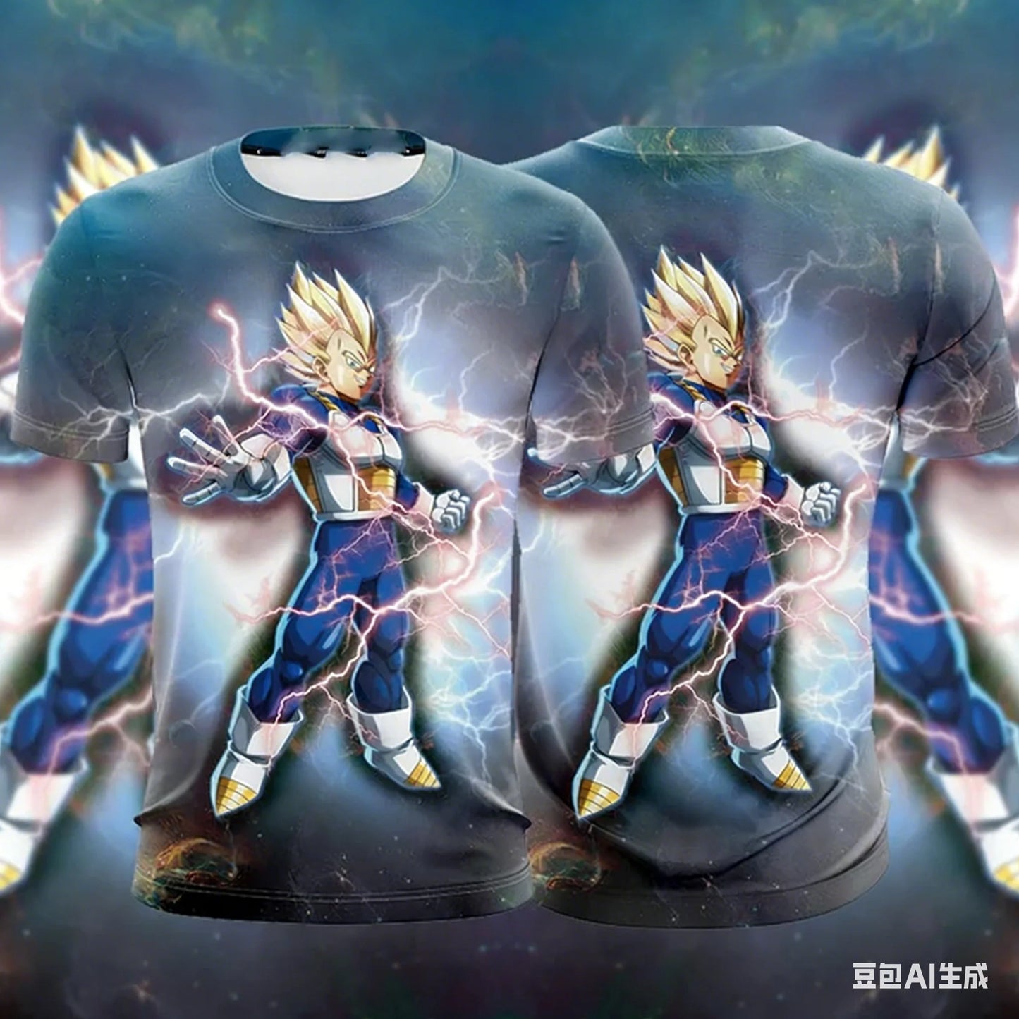 2026 Summer Dragon Ball  T-Shirt 3D Print Vegeta Super Saiyan Blue Neon Oversized Loose Breathable Gym Streetwear Unisex Tee