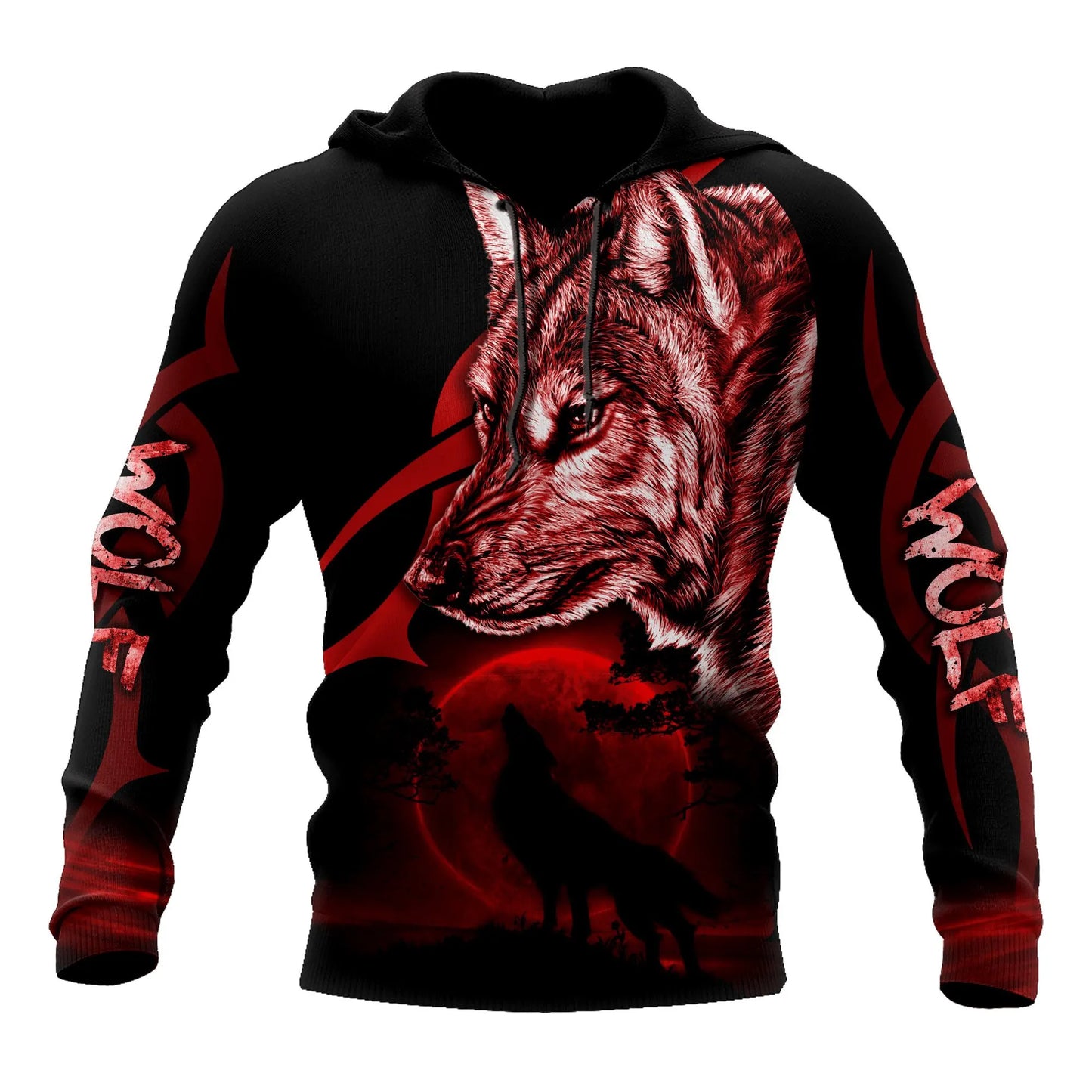 Neuer Wolf-Tattoo-Vegvisir Schwarz-Weiß 3D-Allover-Print Herren-Hoodie & Sweatshirt Unisex Casual Herbst-Trainingsanzug